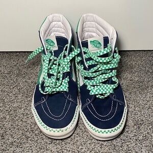 Vans Womens High-Top Sneakers - Navy and Green Checkered